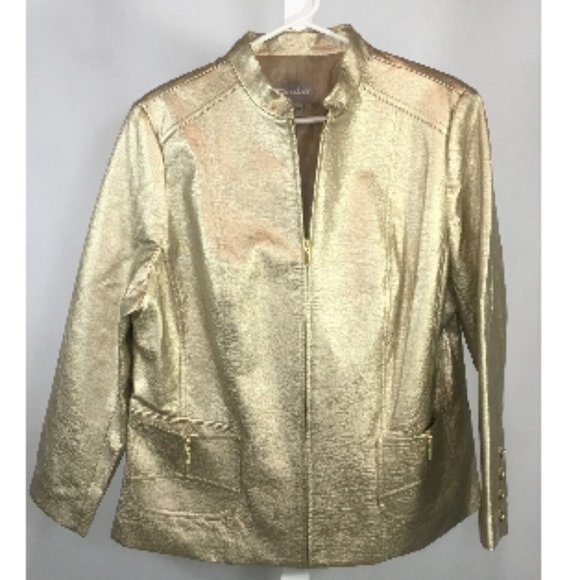 Gold Faux Leather Jacket (like new) - Picture 1 of 4